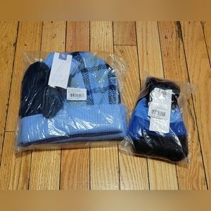 Blue and Black Beanie and Sock Set